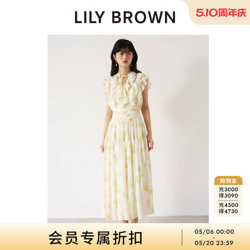 LILYBROWN印花无袖收腰连衣裙