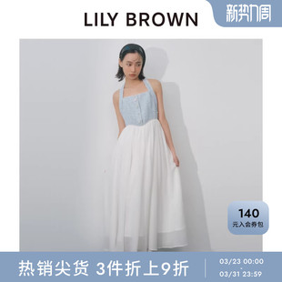 LILY 挂脖小香风蝴蝶结收腰连衣裙LWFO254805 BROWN秋冬款