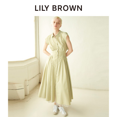LILY BROWN2024春夏新品 气质翻领高腰系带衬衫连衣裙LWFO242045