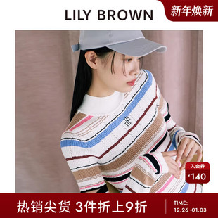 针织连衣裙LWNO241023 甜酷条纹镂空短款 LILY BROWN春夏款