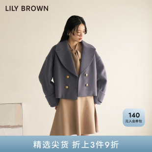 BROWN秋冬款 LILY 双排扣含羊毛大翻领毛呢外套LWFC234038