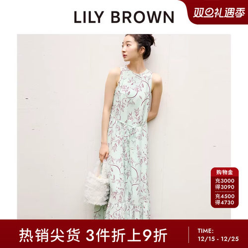 LILY BROWN春夏款 甜美印花无袖系带收腰连衣裙LWFO242099