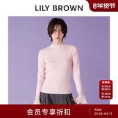 LILY 上衣LWNT261013 针织衫 BROWN2026早春新品 百搭半高圆领喇叭袖