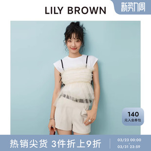 T恤两件套LWCT252101 薄纱吊带圆领短袖 LILY BROWN春夏款