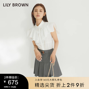 收腰翻领无袖 LILY 甜美小飞袖 衬衫 BROWN春夏款 LWFB232069