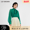 LWFT214046 雪纺系带蝴蝶结通勤雪纺衬衫 BROWN春夏 LILY