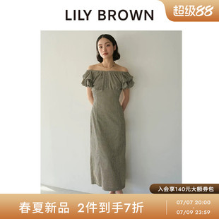 LILY BROWN2026春夏新品荷叶边泡泡袖圆领修身连衣裙LWCO261193