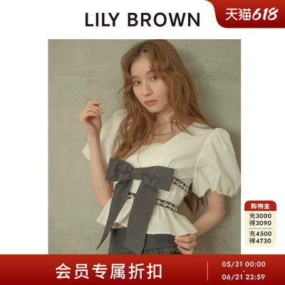 LILYBROWN蝴蝶结V领泡泡袖衬衫