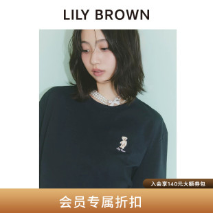 LILY BROWN2026秋冬新品LILY BEAR小熊刺绣圆领长袖T恤LWCT264184