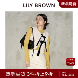 针织打底衫 LILY 喇叭袖 气质修身 LWNT244025 BROWN秋冬款