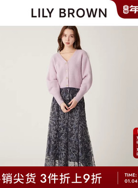 LILY BROWN秋冬款 气质蕾丝提花高腰鱼尾半身裙LWFS244081