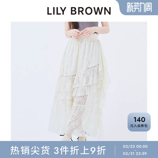 LILY 甜美高腰荷叶边开叉A字半身裙LWFS254097 BROWN秋冬款