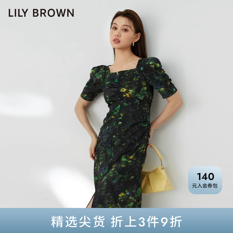LilyBrown抽象印花连衣裙开叉