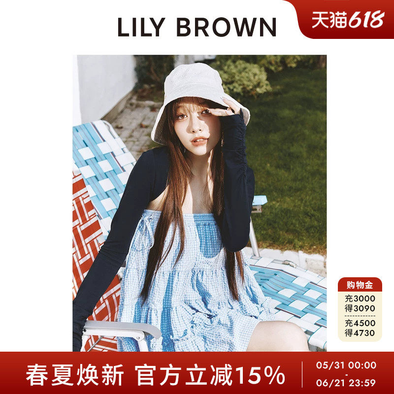 LILY BROWN2026春夏新品短款披肩抽褶袖针织开衫外套LWCD262007