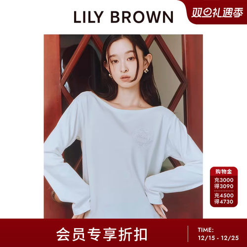 LILYBROWN刺绣圆领长袖T恤