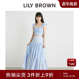 LILY 甜美高腰层级感拼接棉半身裙LLFS242502 BROWN春夏款