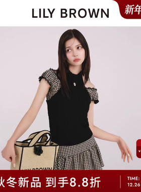 LILY BROWN2025秋冬新品MARY QUANT黄麻刺绣手提托特包LWGB254303