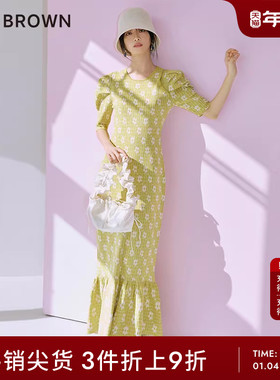 LILY BROWN春夏款 法式小碎花露肩度假风连衣裙LWNO231210