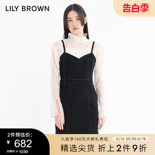 LWFT231185 甜美透视印花系带百搭打底衫 LILY BROWN春夏款