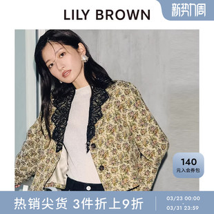 外套LWFJ241005 复古蕾丝拼接翻领短西装 LILY BROWN春夏款
