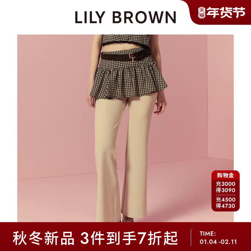 LILY BROWN2025秋冬新品荷叶边短裙微喇休闲裤两件套LWFP254039,女装/女士精品,休闲裤,淘宝优惠券,粉丝福利购,淘宝优惠卷