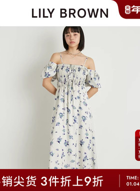 LILY BROWN春夏款 甜美印花一字肩2穿抽褶连衣裙LWFO242183