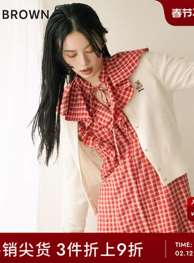 LILY BROWN秋冬款 甜美荷叶边喇叭袖高腰连衣裙LWFO234275