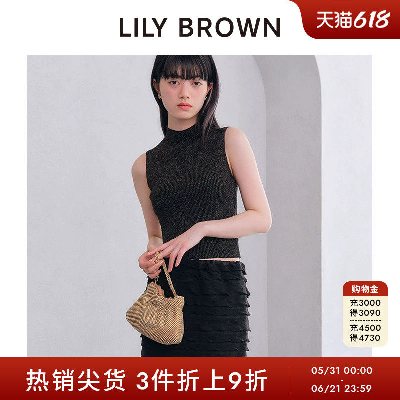 LILY BROWN秋冬款圆领露背无袖背心打底针织衫LWNT254019