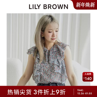 衬衫 LILY 荷叶边无袖 碎花小飞袖 LWFT242041 BROWN春夏款