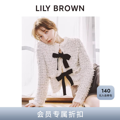 LILYBROWN亮丝蝴蝶结针织开衫