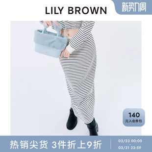 LILY BEAR高腰抽绳直筒半身裙LWCS254053 BROWN秋冬款