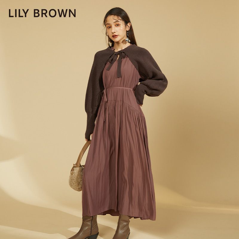 LILY BROWN秋冬款甜美雪纺针织两件套收腰连衣裙LWFO225088