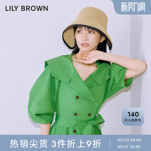 LILY 通勤双排扣大翻领风衣连衣裙LWFO231229 BROWN春夏款