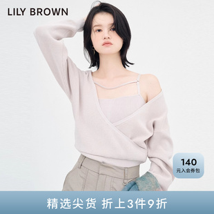 BROWN秋冬款 LILY 纯色甜美淑女假两件针织上衣LWNT234200