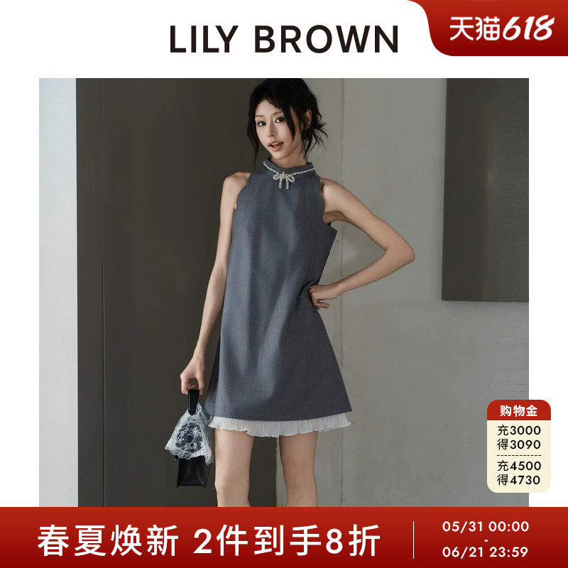 LILY BROWN2026春夏新品CANDY蝴蝶结水钻无袖连衣裙LWFO261802