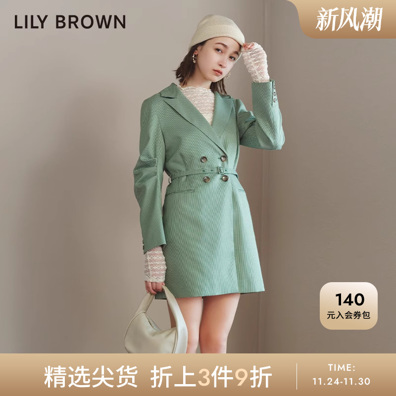 LilyBrown长袖西装领复古连衣裙