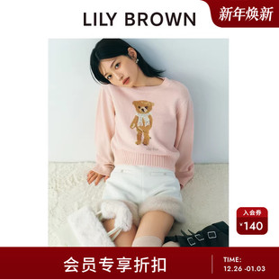 毛衣LWNT255047 BEAR百搭圆领针织衫 LILY BROWN2025秋冬新品