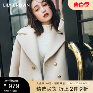 LILY BROWN秋冬款 复古优雅双排扣短款毛呢外套LWFC225091