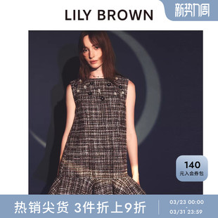 水钻粗花呢荷叶边连衣裙LWFO254808 无袖 LILY BROWN秋冬款