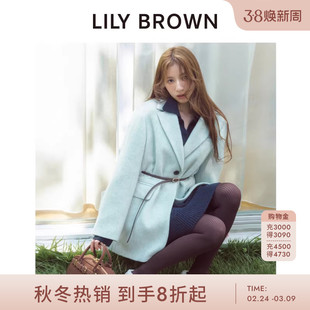LILY BROWN2025秋冬新品宽松翻领腰带羊毛呢外套大衣LWFJ255037