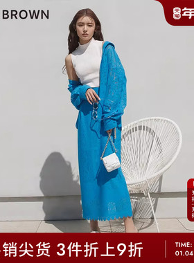 LILY BROWN春夏款 甜美蕾丝高腰开叉背带半身裙LWFS232099