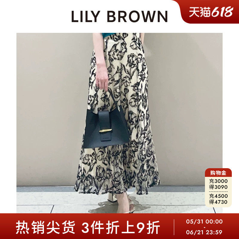 LILY BROWN春夏款复古高腰蕾丝花朵刺绣半身裙LWFS252007