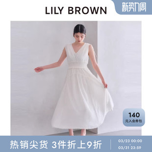 LILY V领绒感抽绳露背收腰连衣裙LWFO252114 BROWN春夏款