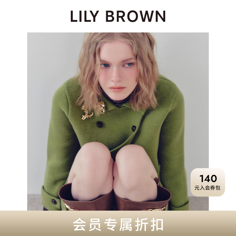 LILYBROWN双排扣毛呢中款大衣