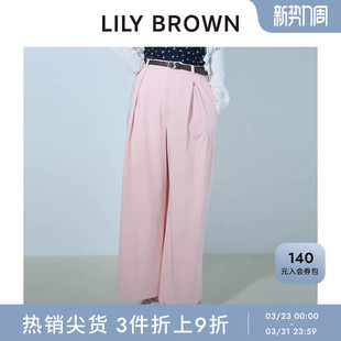 通勤长裤 LILY 阔腿裤 高腰附腰带西装 LWFP252031 BROWN春夏款