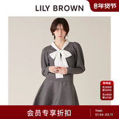 LILY 短裙两件套LWNO261022 针织衫 BROWN2026早春新品 蝴蝶结泡泡袖