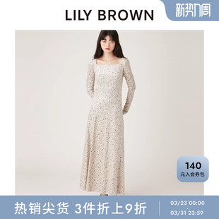 连衣裙LWCO245084 气质方领碎花收腰长袖 LILY BROWN秋冬款