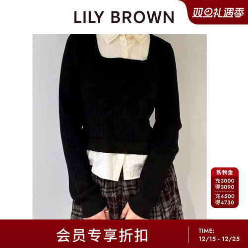 LILYBROWN衬衫领拼接针织衫