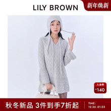 LILY BROWN2025秋冬新品绒感系带钩针镂空A字连衣裙LWNO254081