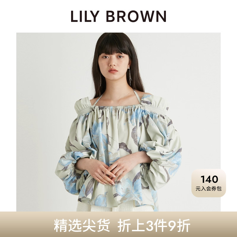 1字领灯笼袖衬衫上衣LILYBROWN
